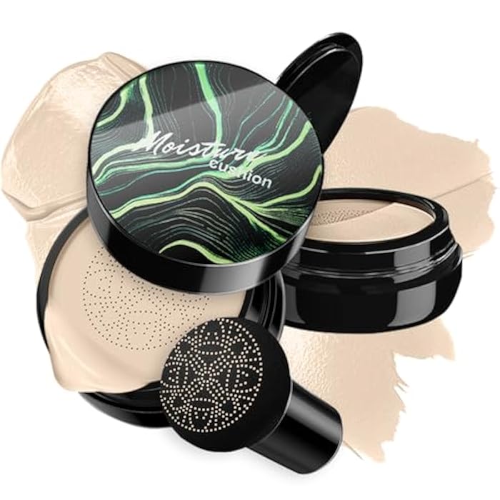 LemonSac Mushroom Head Air Cushion CC Cream Foundation - Moisturizing Concealer for Even Skin Tone - Makeup Base Primer (#01 Ivory White) - Image 1