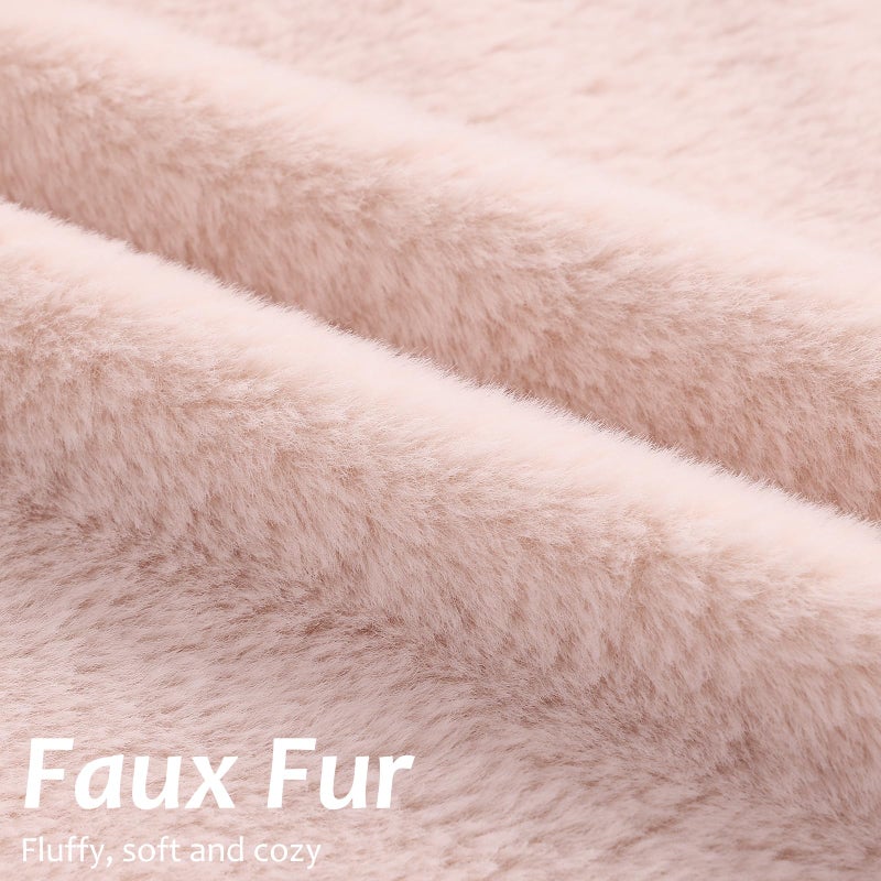 Pallene Faux Fur Plush Throw Pillow Covers 18x18 Set of 2, Luxury Soft Fluffy Cozy Decorative Pillow Covers for Sofa, Couch, Living Room, Blush Pink - Image 3
