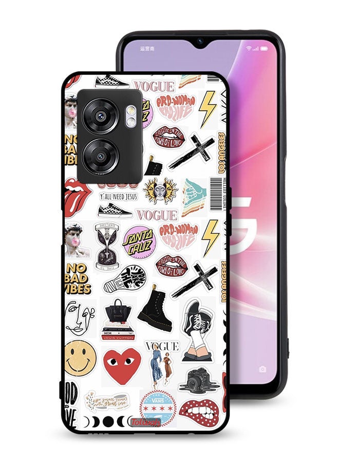 Tolwak Oppo A57 5G Protective Case Cover No Bad Vibes Stickers - Image 1