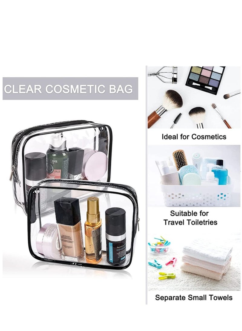 Excefore Hand Bag Clear Makeup Bags Clear Cosmetics Bag Transparent Tote Bag Thick PVC Zippered Toiletry Carry Pouch Waterproof Makeup Artist Large Bag Diaper Shoulder Bag Beach Bag - Image 3