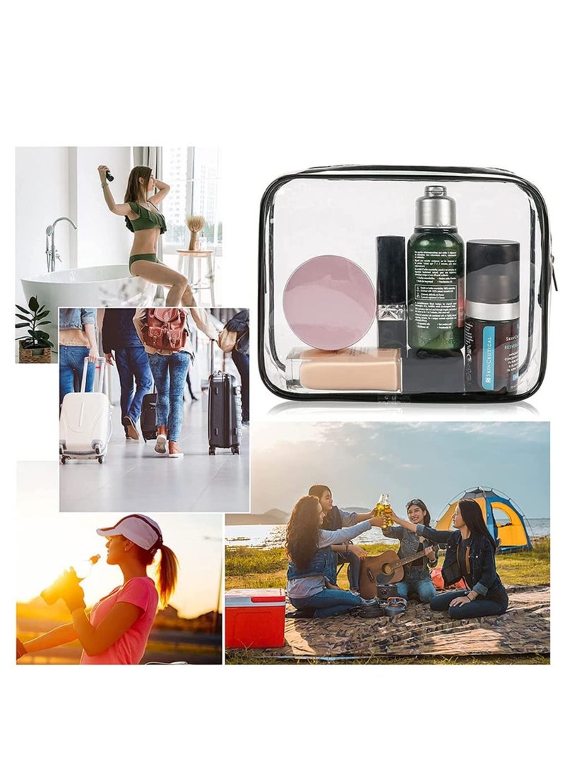 Excefore Hand Bag Clear Makeup Bags Clear Cosmetics Bag Transparent Tote Bag Thick PVC Zippered Toiletry Carry Pouch Waterproof Makeup Artist Large Bag Diaper Shoulder Bag Beach Bag - Image 5