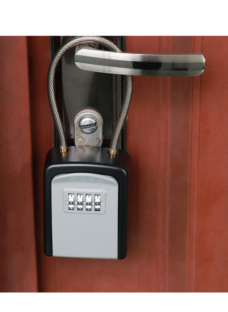 SYOSI - Key Lock Box Portable with Removable Cable Shackle, Indoor Outdoor Waterproof 4 Digit Password Combination with Resettable Code with A B Switch Key Lockbox for Outside Hold Spare Keys for Realtors - Image 1