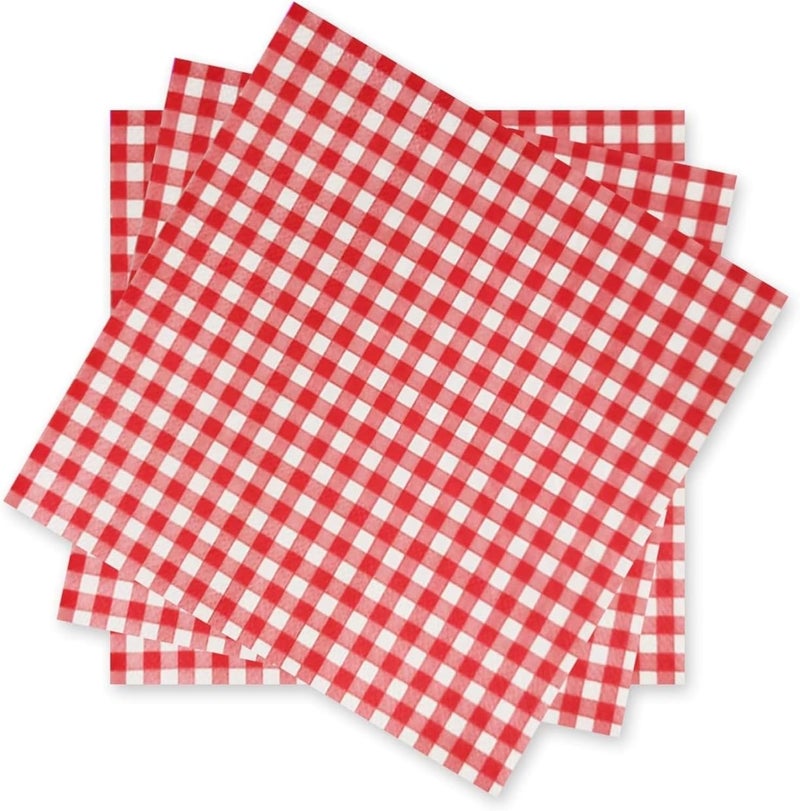 Red White Gingham Napkins Disposable, 50 Pack, 13x13 Inches, Ideal for Picnic BBQ Celebrations - Image 1