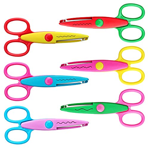 Asdirne Craft Scissors Decorative Edge, ABS Resin Scrapbook Scissors with 6 Pattern, Safe for Kids, Smoothly Cutting, Set of 6, Funny&Colorful - Image 1