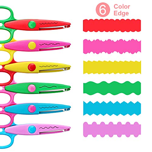 Asdirne Craft Scissors Decorative Edge, ABS Resin Scrapbook Scissors with 6 Pattern, Safe for Kids, Smoothly Cutting, Set of 6, Funny&Colorful - Image 4