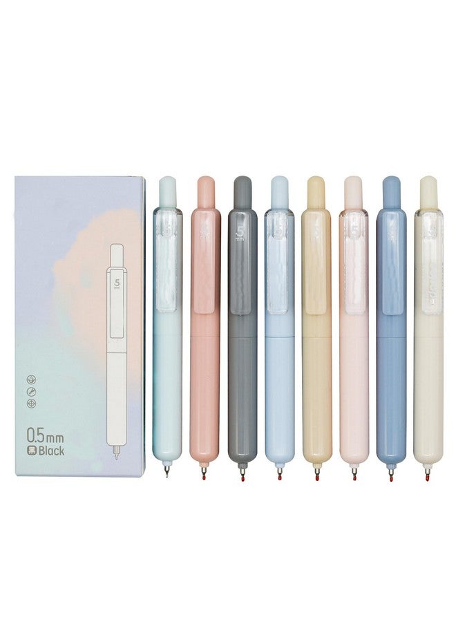 Maydahui 8 Pcs Retractable Short Round Pocket Size Gel Pens 4.9 Inch/12.5 Cm 8 Colors Tremor Parkinson Pens Hands Cramping Gel Pen Short Fat Pen Black Ink For Shcool Office Party  - Image 1