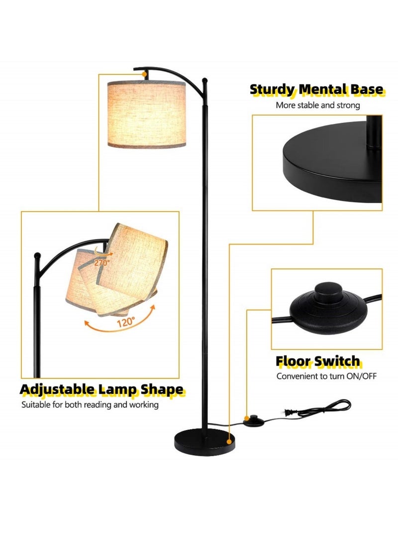 مصباح أرضي لغرفة المعيشة بثلاث درجات حرارة لونية، مصباح قائم طويل مع غطاء كتان قابل للتعديل، مصباح أرضي عصري لغرفة المعيشة وغرفة النوم والمكتب - Image 2