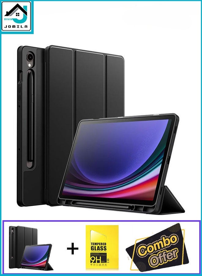JOMILA 2 in 1 Protective Case for Samsung Galaxy Tab S8 Ultra 14.6 Inch – Tri-Fold Stand, Soft TPU Back, S Pen Holder & Charging Support Auto Wake/Sleep with Glass - Image 1