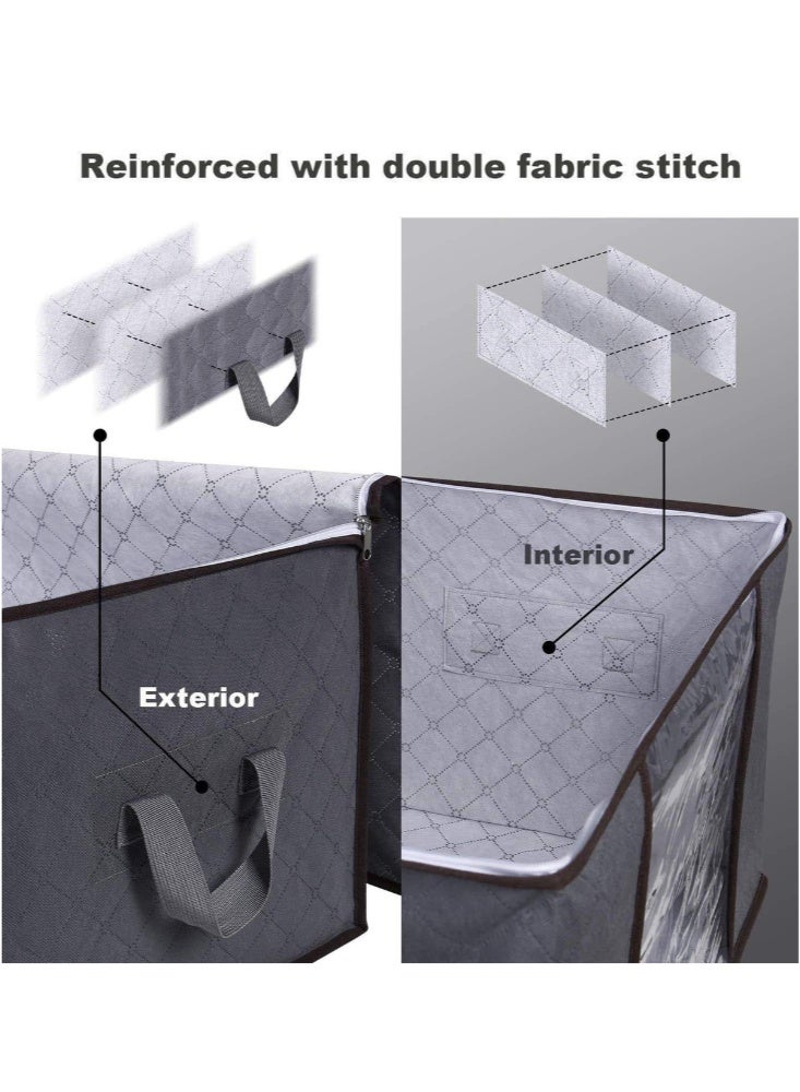 YelaJoy Storage Bags, Large Capacity, 3-Pack Extra Thick Fabric Organizers, with Reinforced Handles & Sturdy Zipper for Comforters, Blankets, Seasonal Clothes, Bedding (Black) - Image 3