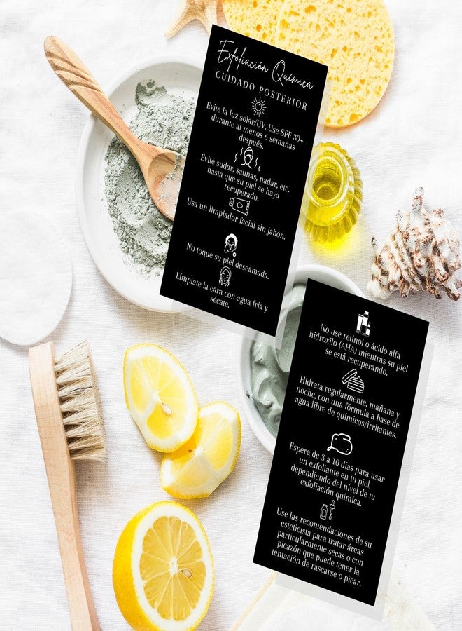 Lashicorn SPANISH Chemical Peel Aftercare Card | 50 Pack | 2x3.5” inches Business Card | Facial Supplies | For Estheticians Chemical Peel Skin Treatments | Black Card Design - Image 5