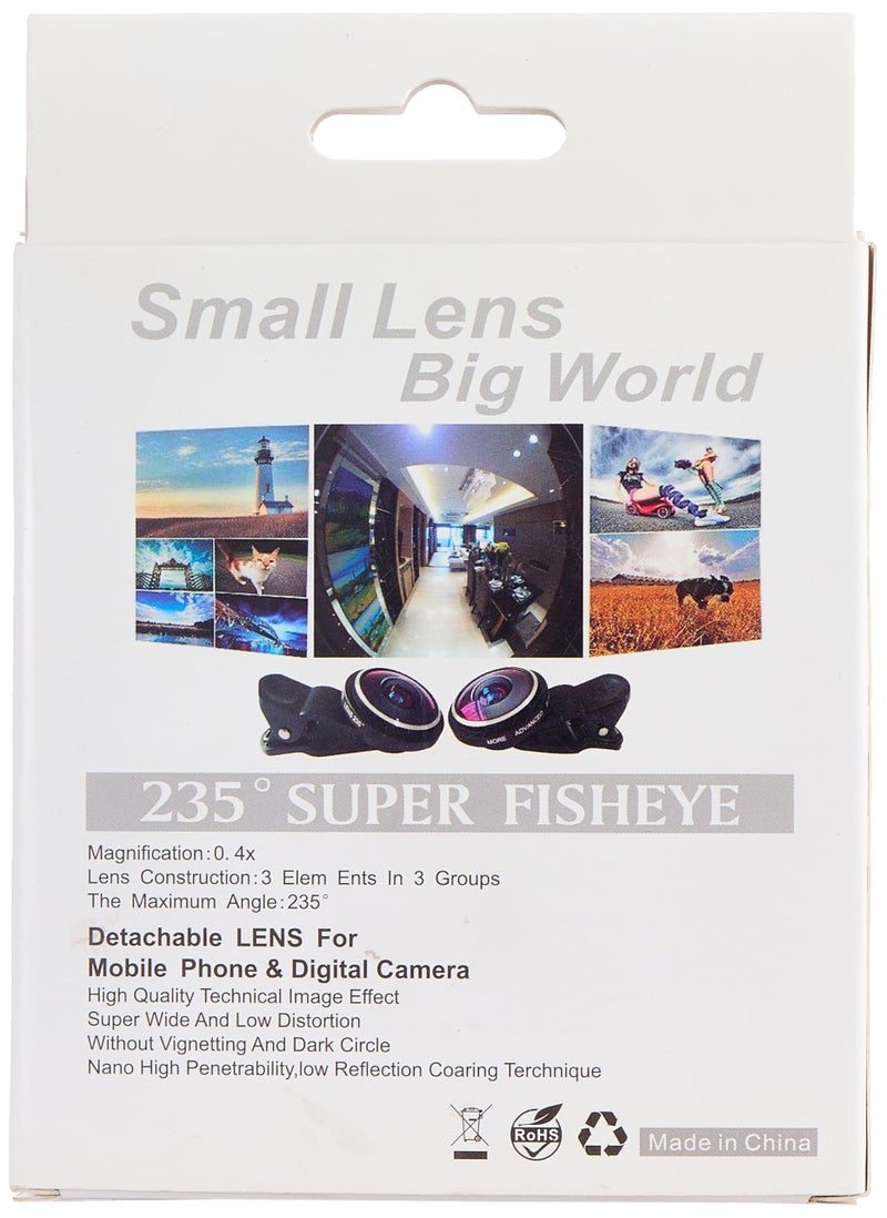 235° Super Fisheye Camera Lens – 0.4x Magnification, Universal Clip-On – Silver - Image 4