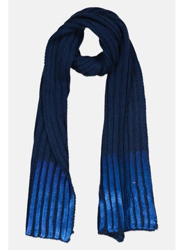 Women Knitted Foli Scarves 164 x 20 cm, Dark Blue