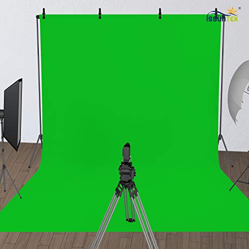 ISSUNTEX 6X9 ft Background Muslin Backdrop, Photo Studio, Collapsible High Density Screen for Video Photography and Television-Green - Image 2