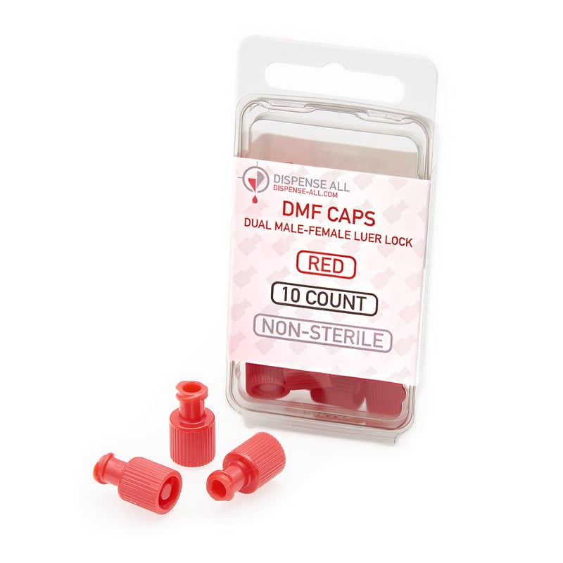 Dispense All DMF Cap Dual Malefemale Luer Lock Cap Nonsterile Red 10