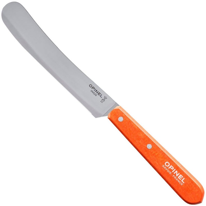 Opinel سكين أوبينيل للإفطار، سكين دهن الإفطار بشفرة عريضة مدورة، ميكرو-أسنان، مصنوعة في فرنسا (برتقالية) - Image 1