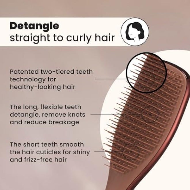 تانجل تيزر فرشاة تانغل تيزيير كروم الأصلية لفك التشابك المثالية للشعر الرطب والجاف، تقلل من التقصف، بلون ذهبي شمبانيا - Image 4