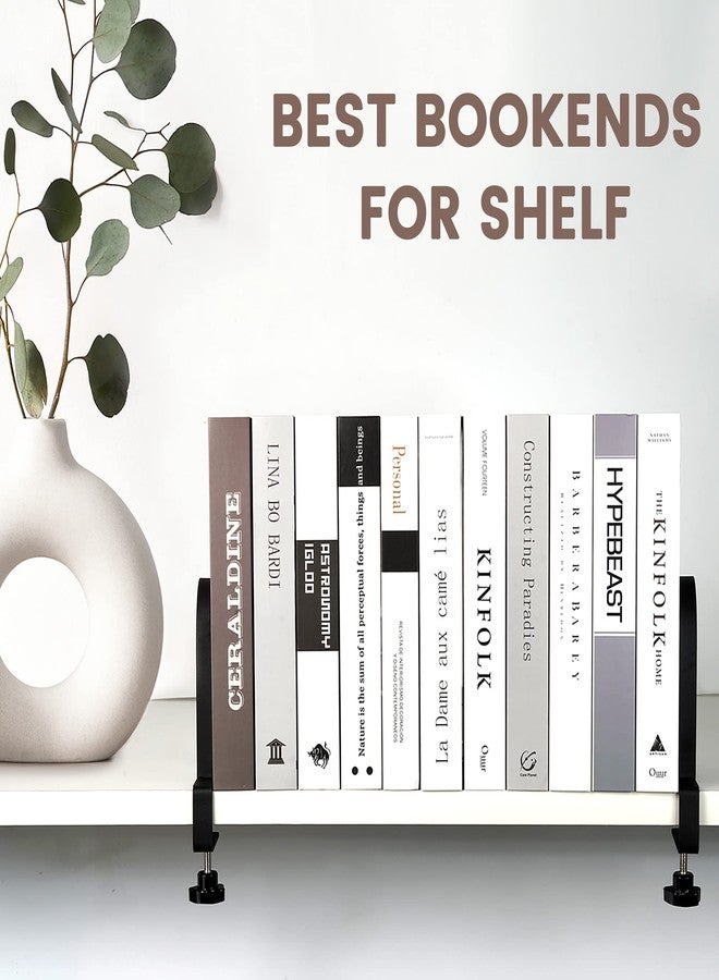 YANGSHUO Metal Book Ends for Shelves - Heavy Duty Adjustable Bookends Clamped Metal Book Organizer Storage Holders, Non-Skid Bookends Stoppers - Image 2