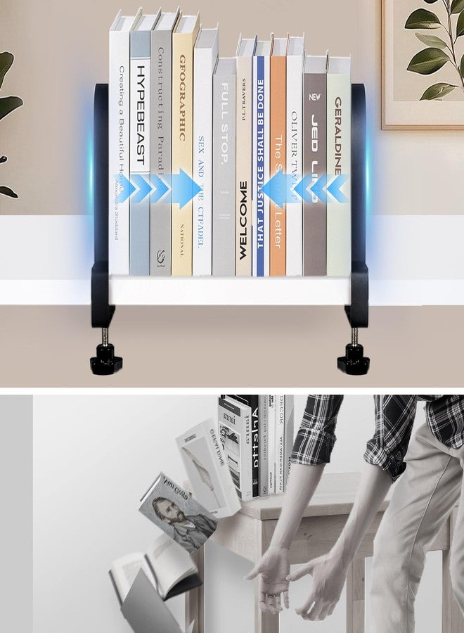 YANGSHUO Metal Book Ends for Shelves - Heavy Duty Adjustable Bookends Clamped Metal Book Organizer Storage Holders, Non-Skid Bookends Stoppers - Image 4