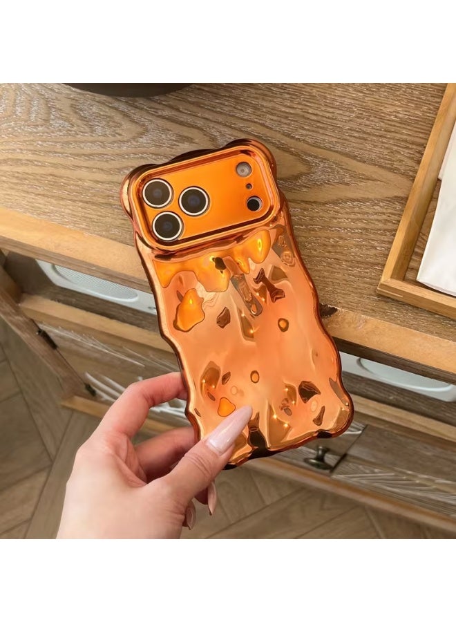 Temu Glossy orange bubble phone case with electroplated wavy sides for iPhone 17 Pro - Image 3
