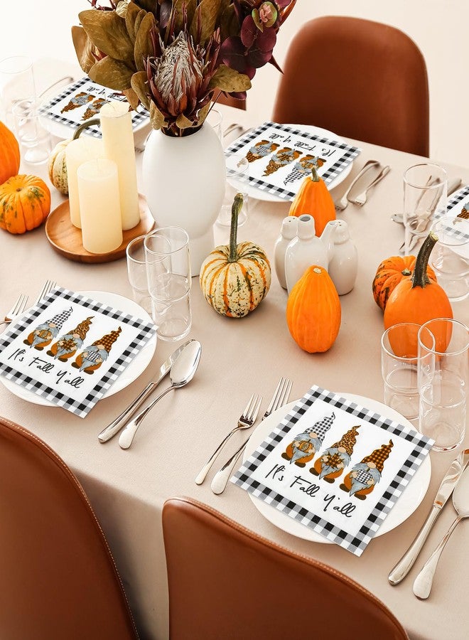 AnyDesign 80 Pack Fall Paper Napkin Disposable It's Fall Y'all Luncheon Napkins Buffalo Plaids Autumn Gnome Dessert Dinner Hand Napkin for Thanksgiving Harvest Supplies, 6.5 x 6.5 Inch - Image 4