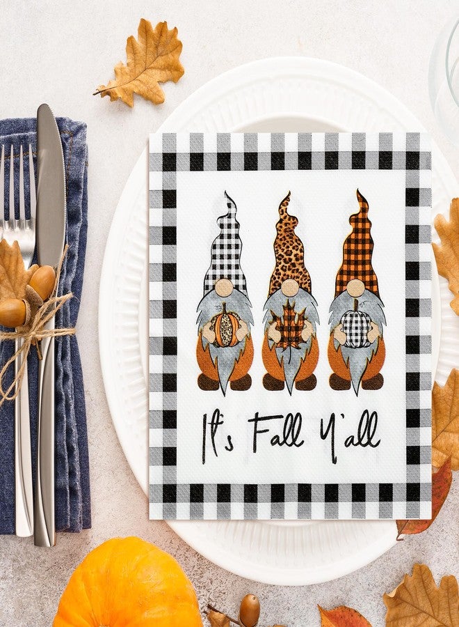AnyDesign 80 Pack Fall Paper Napkin Disposable It's Fall Y'all Luncheon Napkins Buffalo Plaids Autumn Gnome Dessert Dinner Hand Napkin for Thanksgiving Harvest Supplies, 6.5 x 6.5 Inch - Image 5