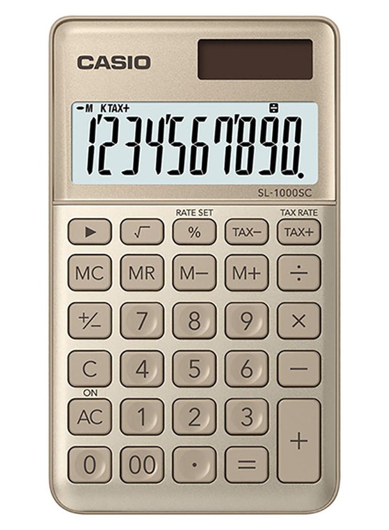 Portable Basic Calculator SL-1000SC-GD-N-DP Gold