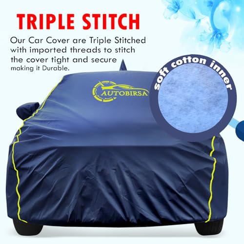Autobirsa Waterproof Car Body Cover for Mahindra Xuv 3XO Model 100% All Weather Proof with Mirror Packet & Full Bottom Elastic, Triple Stitching with 100% Nail Proof Cover Navy Blue - Image 4