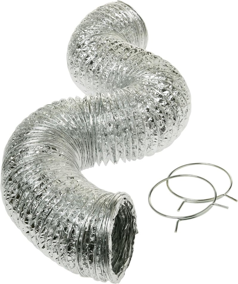 GE Flexible 4-Ply Aluminum Clothes Dryer Vent Duct 4 inch 8 feet with Clamps, UL Approved, OEM, PM8X73 - Image 1