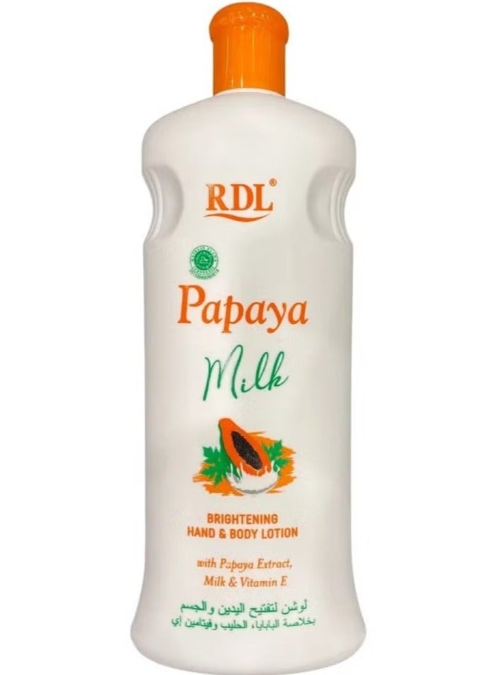 ار دي ال لوشن مُشرق لليدين والجسم بخلاصة البابايا والحليب وفيتامين E، 600 مل
