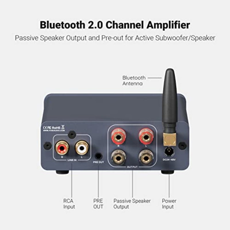 BT20A Pro 300W x2 TPA3255 Bluetooth 5.0 Home Audio Stereo 2 Channel Amplifier Receiver Mini Hi-Fi Class D Upgraded Integrated Amp for Speakers with Bass Treble Control - Image 5