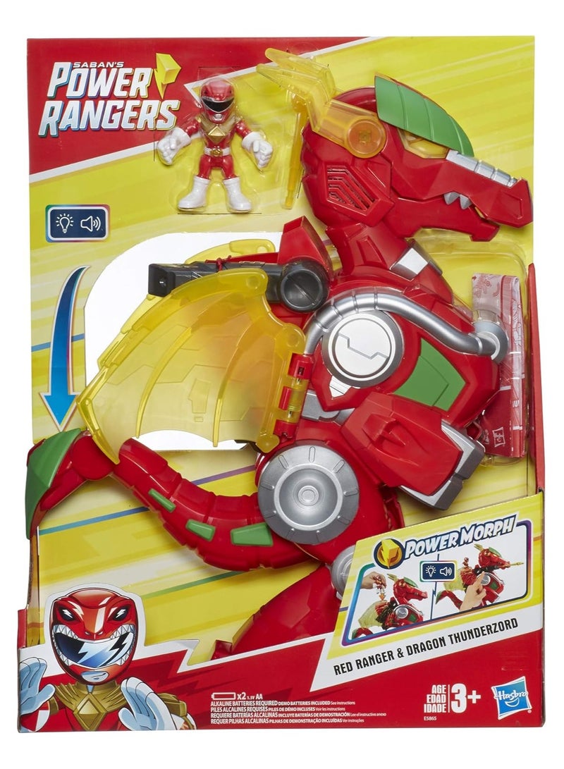 SPIN MASTER 3" Action Figure, 14 inch Zord, Lights & Sounds Heroes Red & Dragon Thunderzord, - Image 1