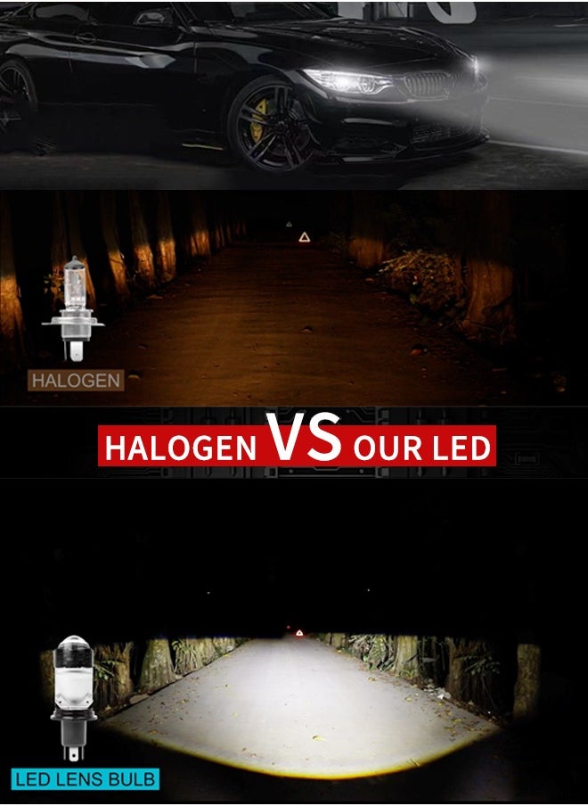 Generic Headlights Generic H4 LED Headlight Bulbs With Projector 6500K 30000Lm Super Bright White Light Hi/Lo Beam LED Bulbs Plug and Play DC9-36V Suitable For Motorcycles, Cars and Trucks 2pcs  - Image 3