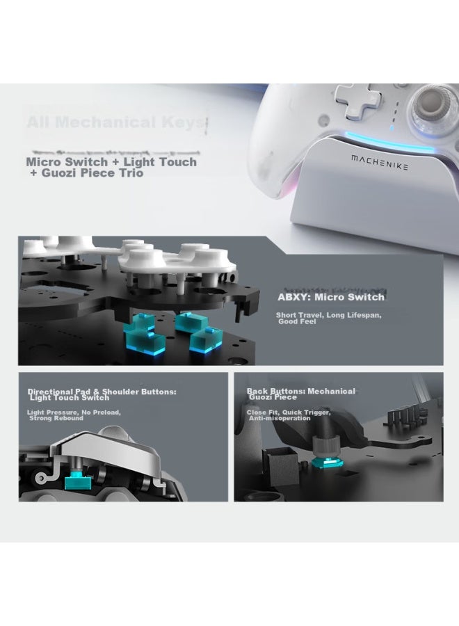 MACHENIKE جيسيشي G5برومكس وحدة تحكم ألعاب بلوتوث لاسلكية، وحدة تحكم على طراز سويتش برو، وحدة تحكم سلكية للكمبيوتر Pc موبايل Ns ستيم، مع قاعدة شحن، وردي - Image 5