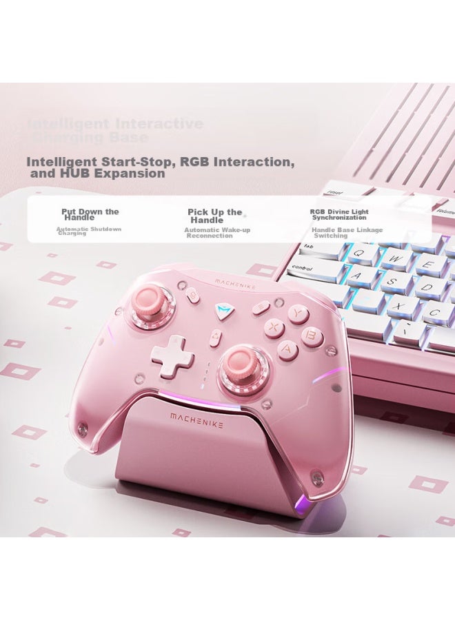MACHENIKE جيسيشي G5برومكس وحدة تحكم ألعاب بلوتوث لاسلكية، وحدة تحكم على طراز سويتش برو، وحدة تحكم سلكية للكمبيوتر Pc موبايل Ns ستيم، مع قاعدة شحن، وردي - Image 3
