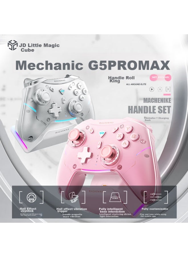 MACHENIKE جيسيشي G5برومكس وحدة تحكم ألعاب بلوتوث لاسلكية، وحدة تحكم على طراز سويتش برو، وحدة تحكم سلكية للكمبيوتر Pc موبايل Ns ستيم، مع قاعدة شحن، وردي - Image 1