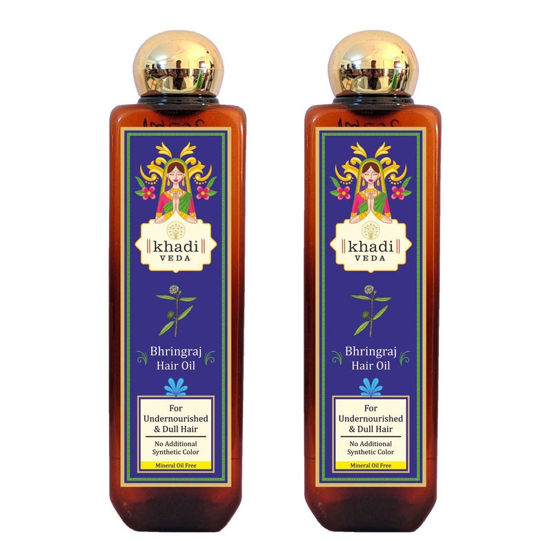 Khadi veda Herbal Bhringraj Hair Oil - 100 ml | For Undernourished & Dull hair | Reduces hair roughness | Stops hair fall | Increases blood circulation | No Synthetic Colour. - Image 1