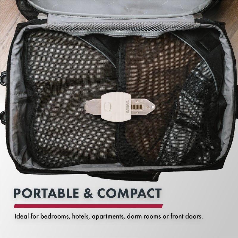 SABRE Portable Door Lock, Durable Metal Construction, Lightweight and Compact, Quick No-Tool Installation, Fits Most Inward-Swinging Hinged Doors, Requires 1/8 Inch Gap, For Houses, Apartments, Condos - Image 4