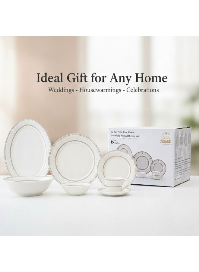 Shallow 32-Piece White Dinner Set for 6 - Image 3