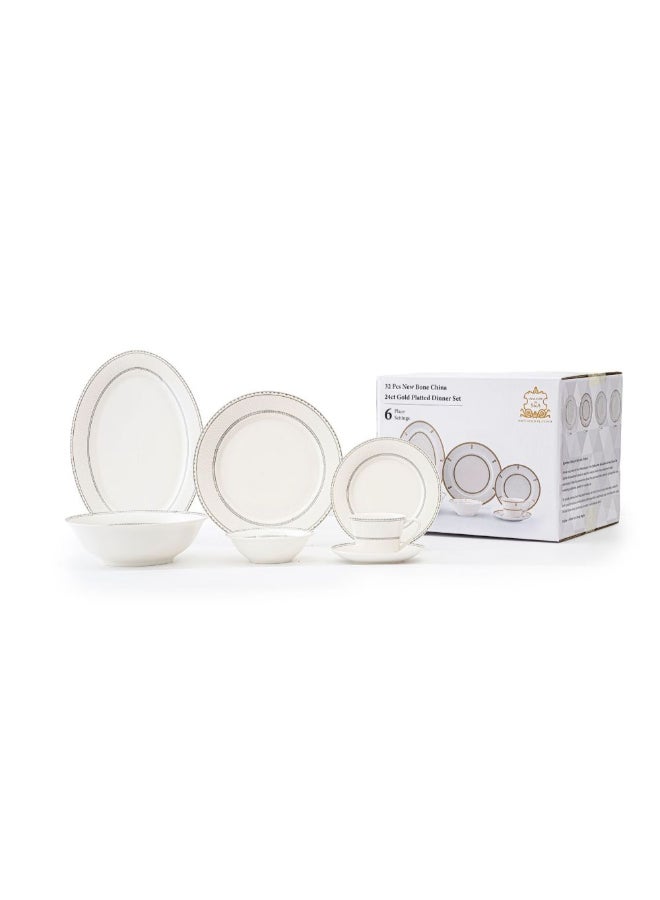 Shallow 32-Piece White Dinner Set for 6 - Image 4