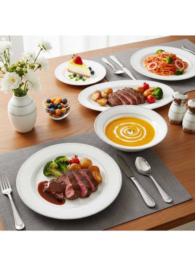 Shallow 32-Piece White Dinner Set for 6 - Image 1