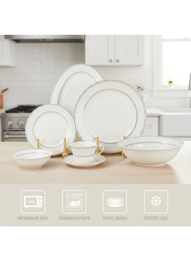 Shallow 32-Piece White Dinner Set for 6 - Image 5