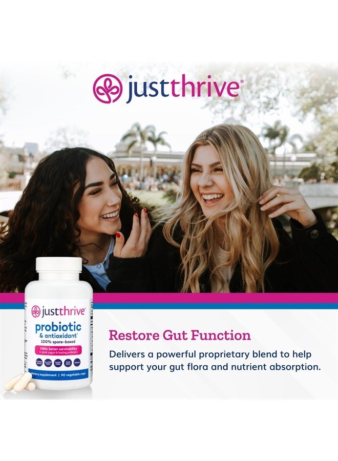 Just Thrive مكمل بروبيوتيك ومضاد أكسدة - دعم هضمي ومناعي قائم على 100% من الأبواغ - خالي من الجلوتين، 90 كبسولة - Image 3
