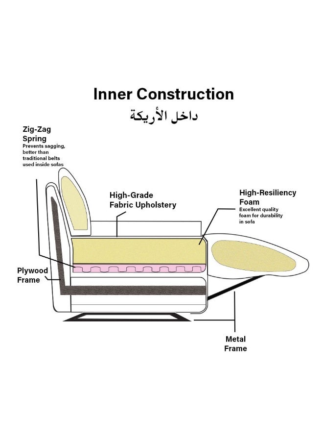 DANUBE HOME أريكة دانوب هوم قرمزية بمقعد واحد من القماش بتصميم حديث، مقعد واحد للاسترخاء، أثاث غرفة المعيشة المريح، الطول 83 × العرض 96 × الارتفاع 97 سم، بني - Image 3