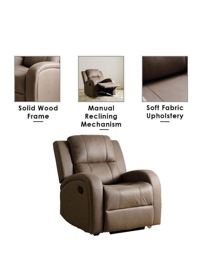 DANUBE HOME أريكة دانوب هوم قرمزية بمقعد واحد من القماش بتصميم حديث، مقعد واحد للاسترخاء، أثاث غرفة المعيشة المريح، الطول 83 × العرض 96 × الارتفاع 97 سم، بني - Image 2