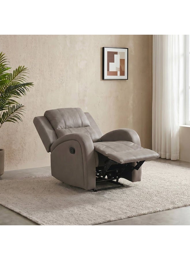 DANUBE HOME Crimson 1-Seater Fabric Recliner Sofa-Brown-With 2-Year Warranty - Image 3