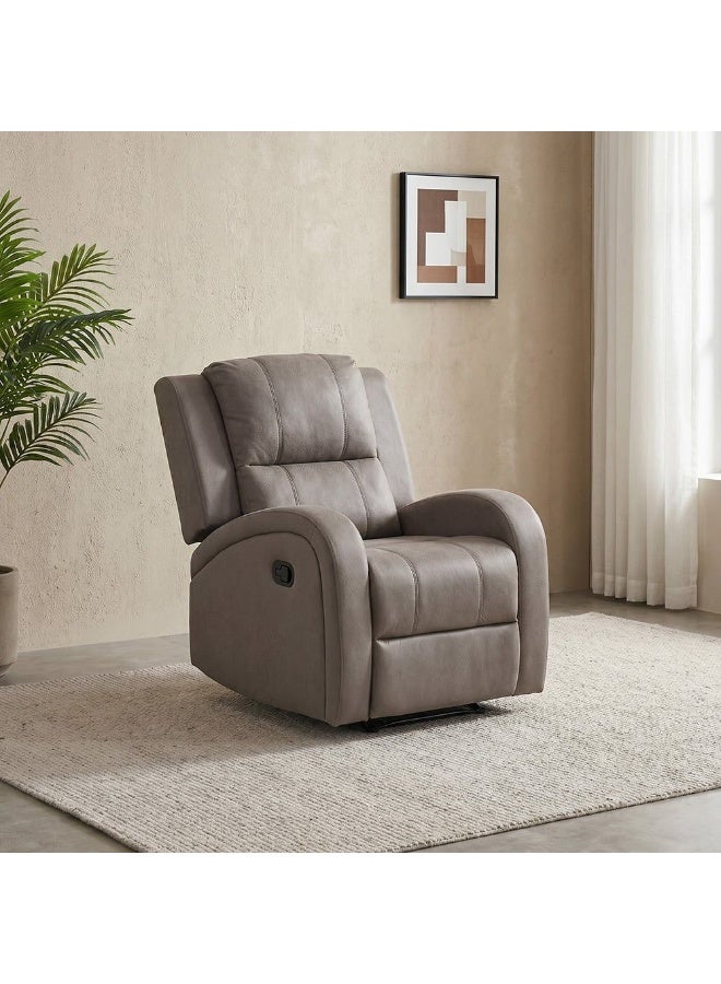 DANUBE HOME Crimson 1-Seater Fabric Recliner Sofa-Brown-With 2-Year Warranty - Image 1