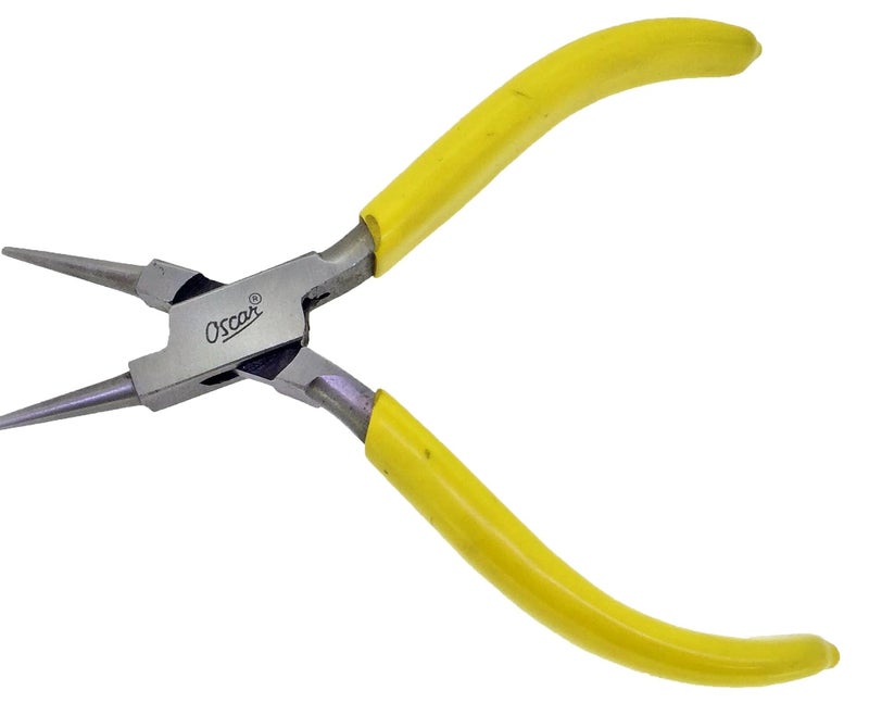 Oscar Yellow Plastic Handle Grip 5 Rustless Jewelry Pliers Round Nose Pliers Beading Pliers Hardened Steel 125cm - Image 4