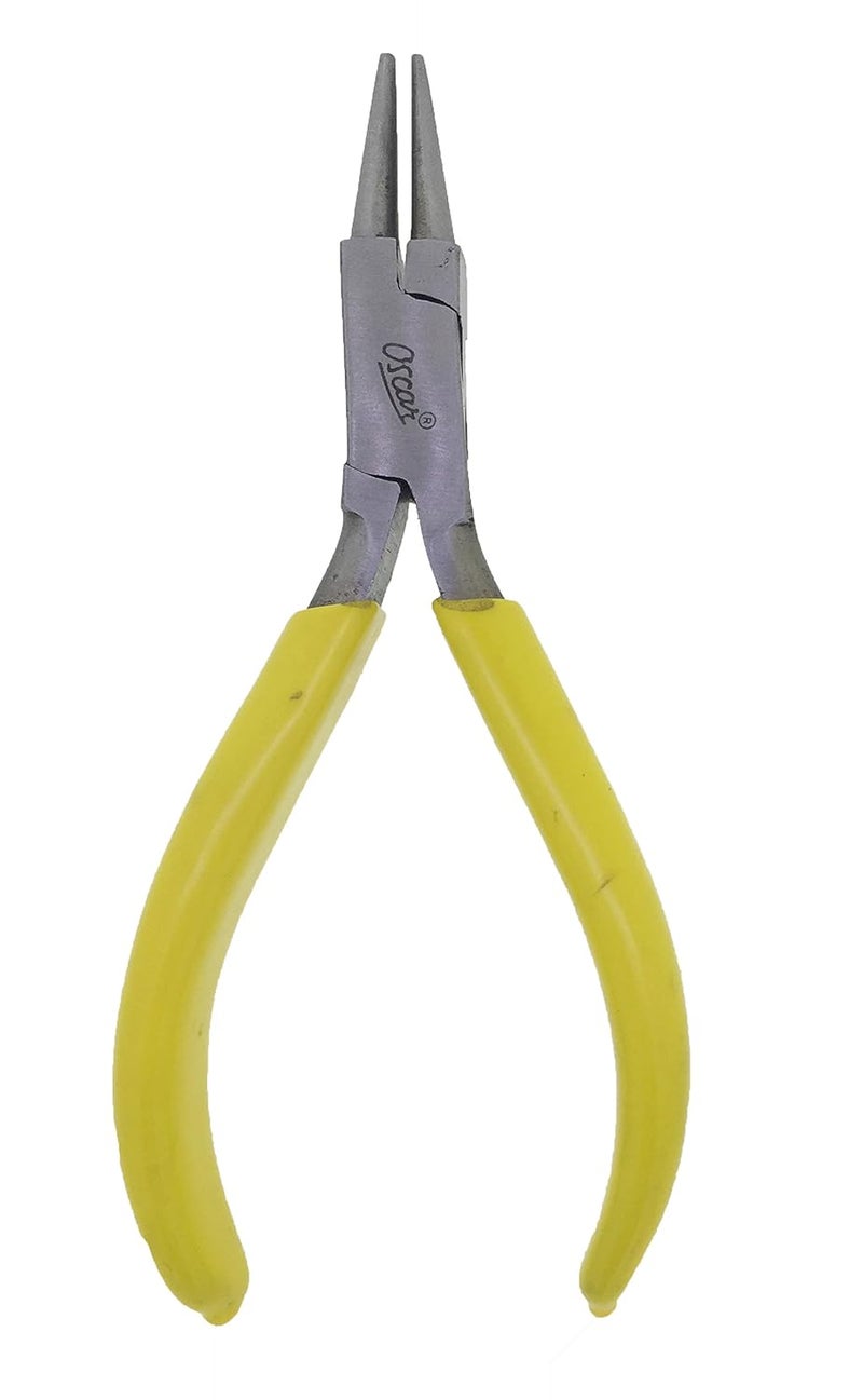 Oscar Yellow Plastic Handle Grip 5 Rustless Jewelry Pliers Round Nose Pliers Beading Pliers Hardened Steel 125cm - Image 1