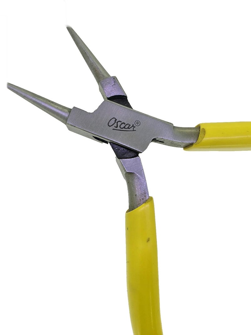 Oscar Yellow Plastic Handle Grip 5 Rustless Jewelry Pliers Round Nose Pliers Beading Pliers Hardened Steel 125cm - Image 5