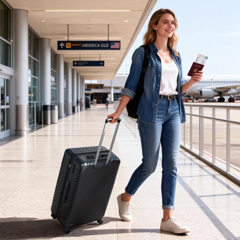 MAKE CHANGES 21 Inch Carry On Luggage, ABS Hardside Suitcase with Spinner Wheels, Airline-Approved Cabin Luggage with TSA Security Lock, Expandable Travel Suitcase for Flights, Business Trips & Weekend Vacations - Image 2